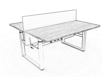 Duo bureau Zit sta elektrisch YOUP wit-Donkergrijs eiken