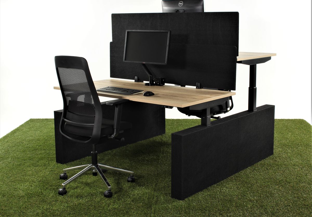 Duo bureau elektrisch akoestische wangpoot YOUP zwart eiken