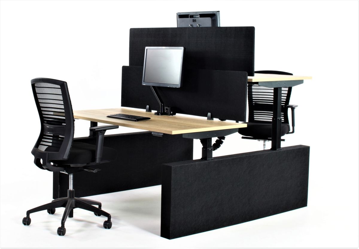 Duo bureau elektrisch akoestische wangpoot YOUP zwart eiken